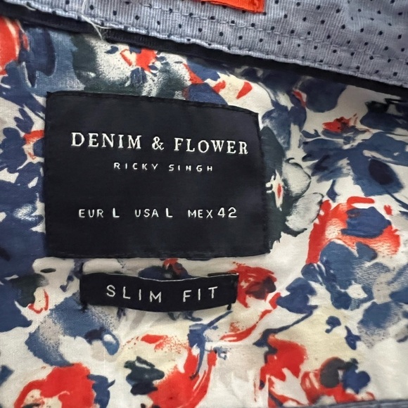 Denim & Flowers Slim Fit Shirt Size Large - Picture 3 of 4